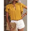 Summer V-neck Casual Design Style and Temperament Top Solid Color Women’s Blouses & Shirts