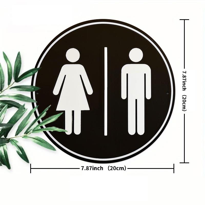 2d Flat 20*20cm, "Men's and Women's Bathroom Logo" Wall Decoration, Classic Style Circular Wooden Logo, Indoor Wall Decoration, Classic Bathroom Logo.