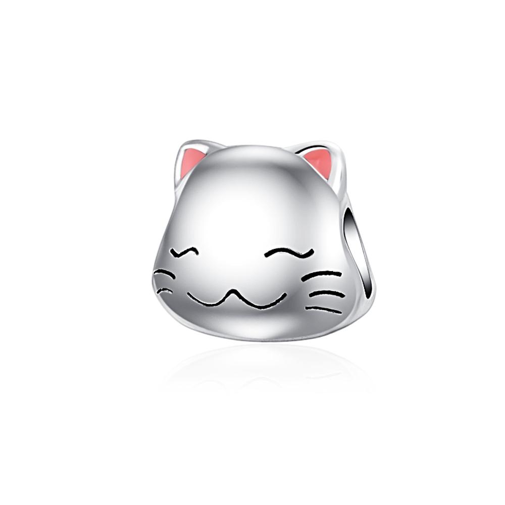 925 Silver Cat Charm Fish Pendant DIY Bracelet Jewelry Gift for Women Fashion Pet Lover Accessories