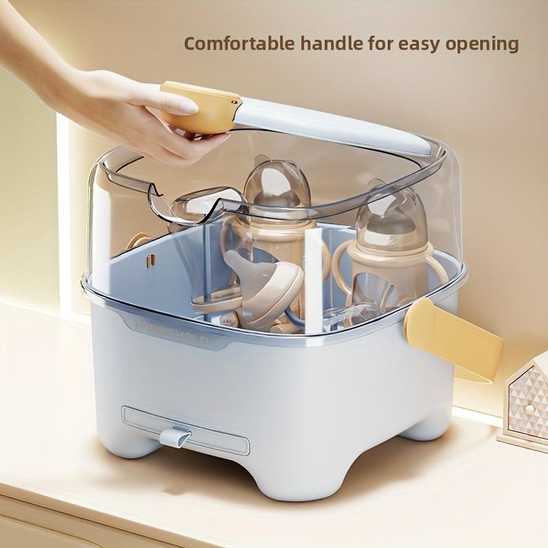 Thickened Portable Bottle Storage Box With Lid Multifunctional Dish Drying Rack Complementary Food Organizer Kitchen Daily Use