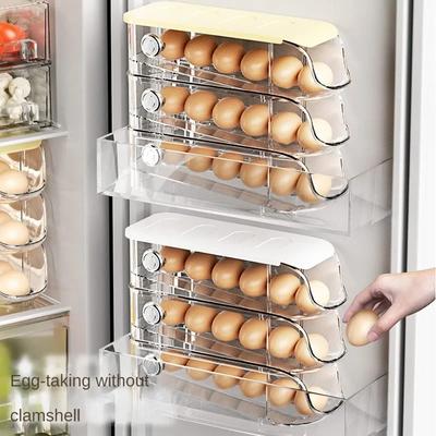 2-vrstvový posuvný úložný box na vajcia do chladničky, kuchynský úložný priestor, automatický kotúľací box na vajcia, organizér pre domácu kuchyňu