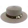 Hot Sale Straw Top Hat Fashion Pearl Accessories Panama Shade Straw Hat Women's Summer Big Eaves Beach Hat