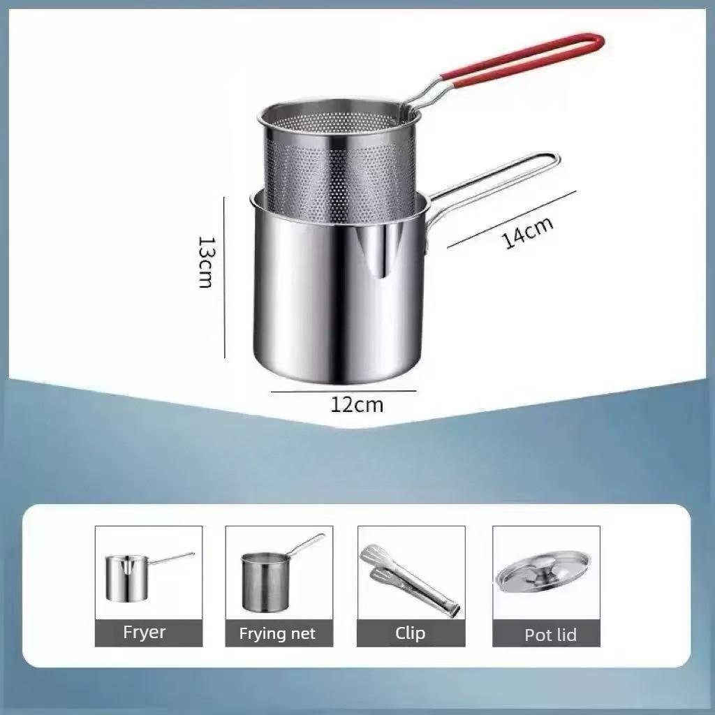 1PC Stainless Steel Deep Fryer With Frying Basket Multifunctional Small Pot Kitchen Specific Frying Chicken And Other Cooking ToolsS