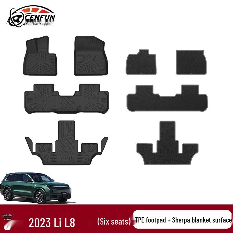 2023 Li L8 Waterproof TPE Floor Mats: Eco-Friendly, Double-Layer Car Interior Carpets