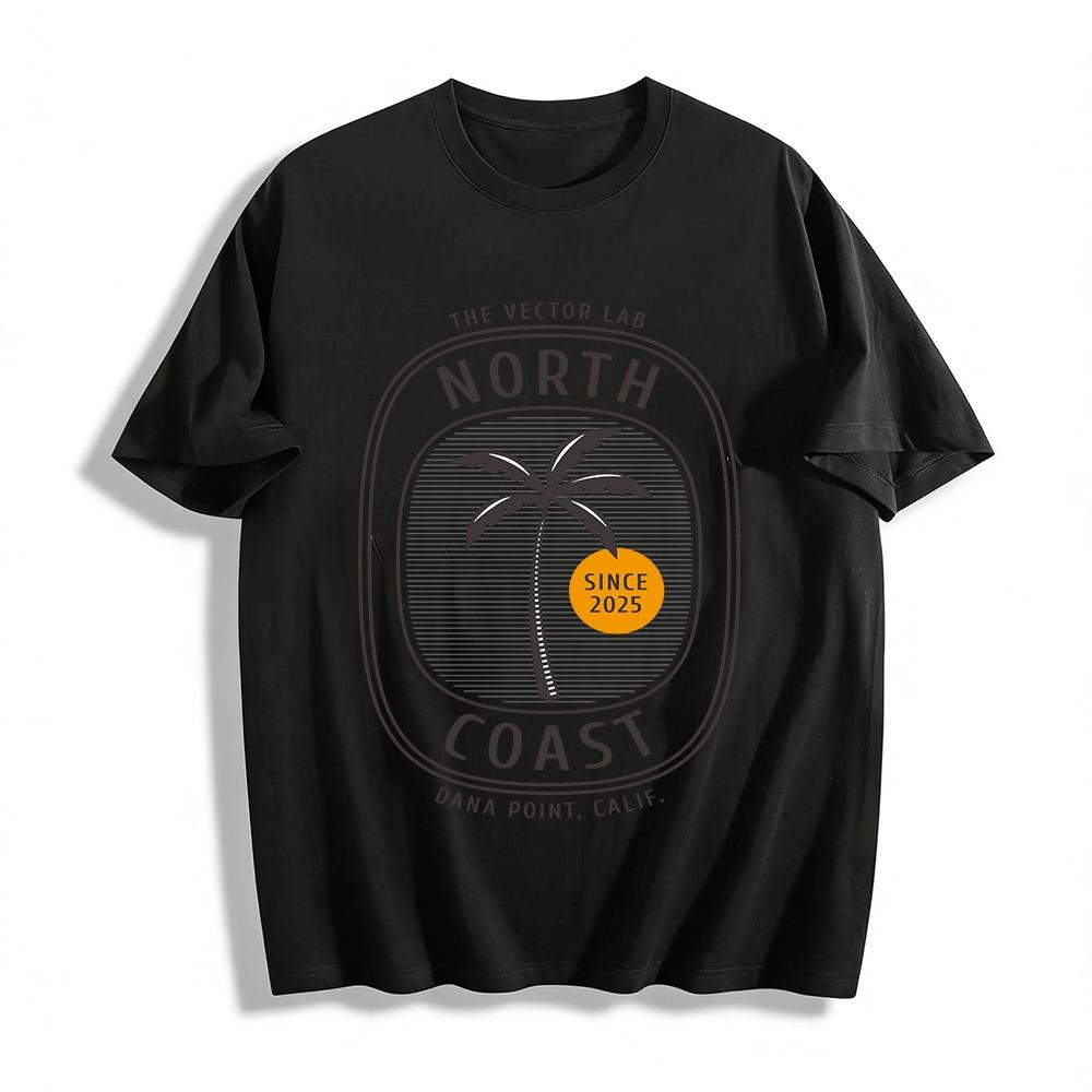 North Coast Dana Point Calif Palm Tree Graphic Casual Tee Since2025 Pure cotton T-shirt XXS