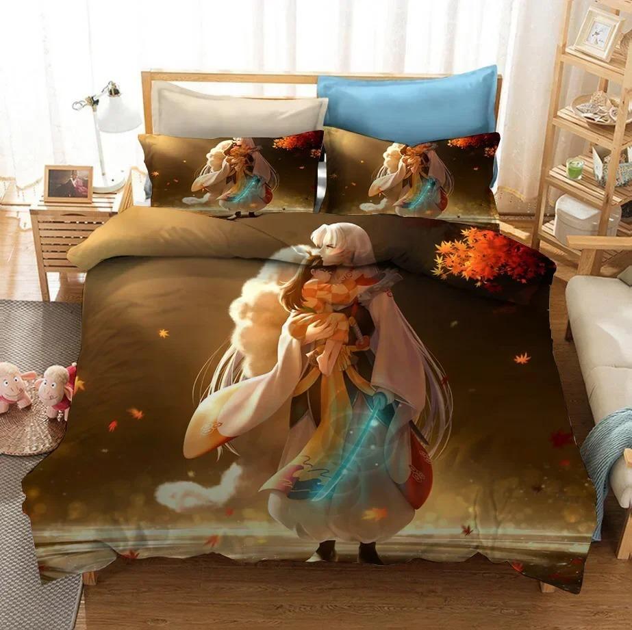 New 3D Printed Anime Inuyasha Duvet Cover Sesshoumaru Bedding Set Double Twin Full Queen King Adult Kids Bedclothes Quilt Cover