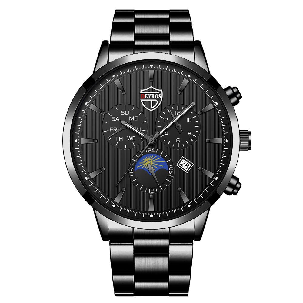 Men'S Stainless Steel Fashion Luminous Calendar Watch Quartz Watch