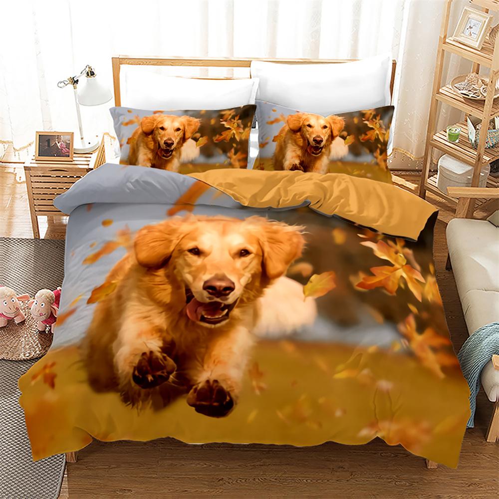 Dog And Cat Duvet Cover Set 3D Print Cute Kawaii Animals King Queen Size Polyester Comforter Cover For Kid Boy Girl Bedding Set