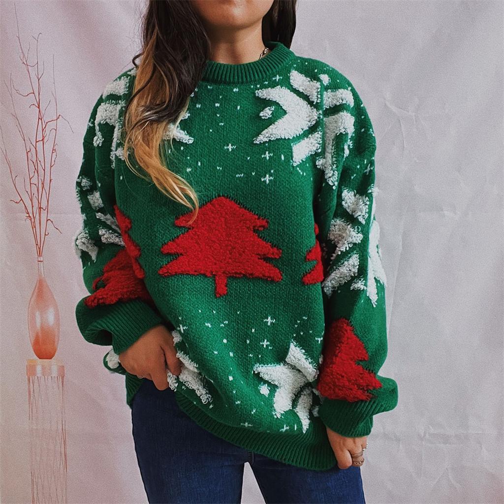 Women's Autumn/Winter Fashion Christmas Sweater  Round Neck Long  Seeve Sweater