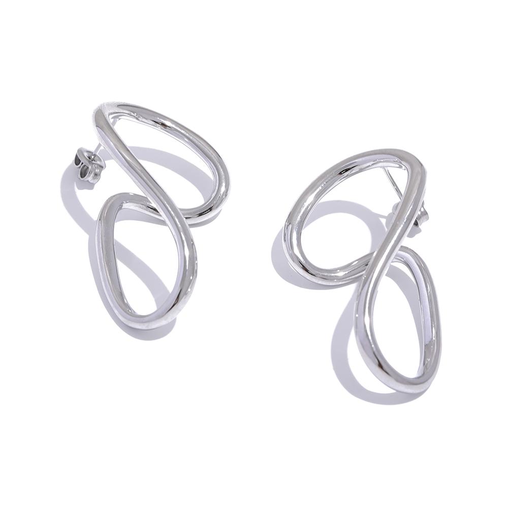 Yhpup Minimalist Stainless Steel Twisted Geometric Hollow Stud Earrings for Women Personal Waterproof Statement Stylish Jewelry