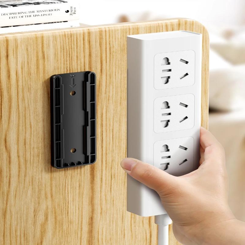 Power Strip Holder Desk Charging Cable Organizer Wall-Hanging Plug Fixer Self-Adhesive Storage Holders