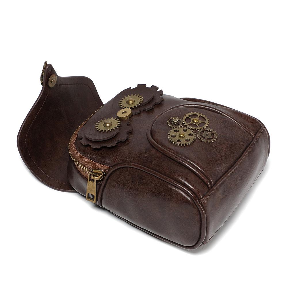 Zomer Nieuwe Persoonlijkheid Uil Telefoon Tas Steampunk Retro Cool Tandwiel Wiel MINI Portemonnee Premium PU Klinknagel Schouder Diagonaal Straddle Tas voor Mannen en Vrouwen