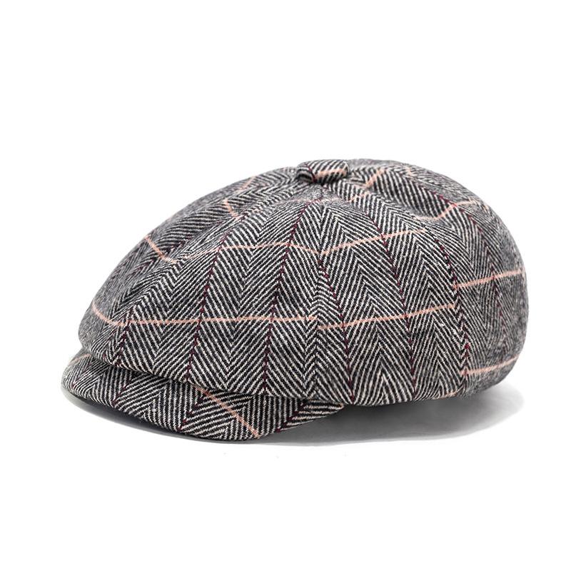 Bavlněný baret Pánská malířská čepice Newsboy čepice Klobouk Rybí kost Osmihranný klobouk