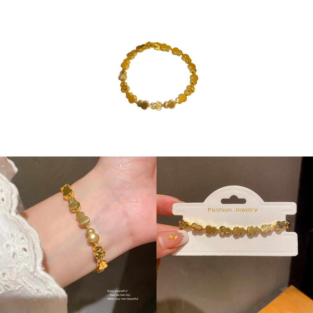 Nytt Mässingsarmband i Kinesisk Stil Med Snidad Kalebasshänge För Kvinnor Presenttillbehör