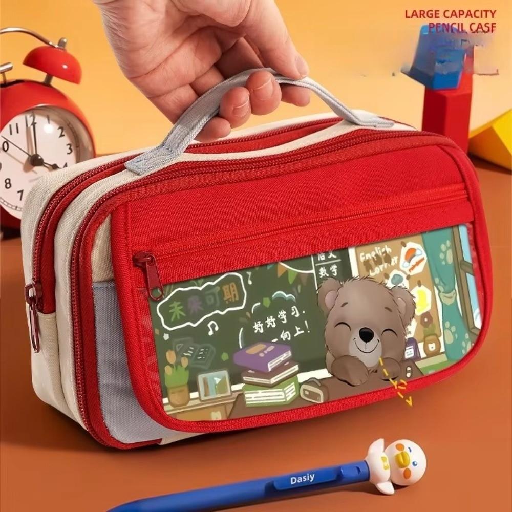 Flip Cover Pen Bag Multilayer Stationery Organizer New Pencil Case Gifts