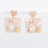 Korean version of fresh and sweet less wind earrings ins cute cartoon bunny oil painting resin acrylic stud earrings