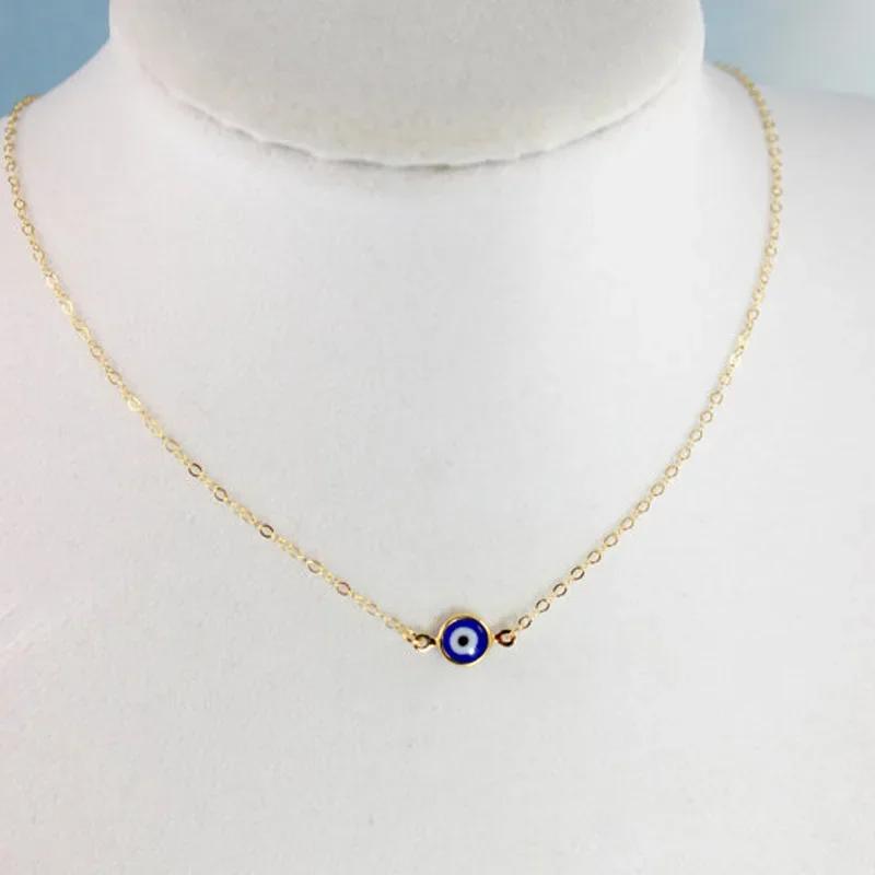 

2024 new Turkey Evil Eye Necklace for Women Blue Eye Stainless Steel Chain Choker Clavicle Chain Ethnic Lucky Ear Zircon Gifts