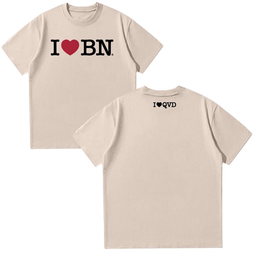 Quevedo Tshirt "I LOVE BN" T Shirt Women Y2K T-shirt Summer Cotton Short Sleeve Tops Fashion Breathable Simple Clothing Casual