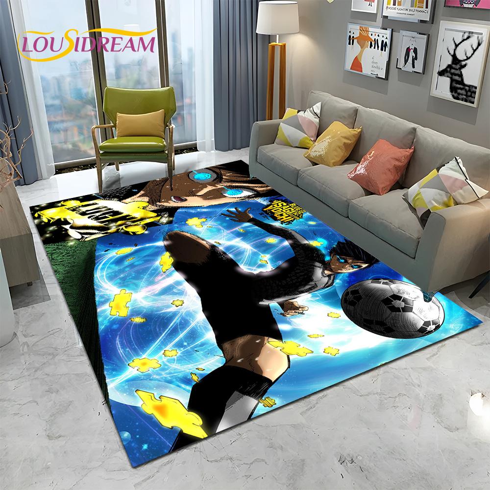 Teppich mit Cartoon-Motiv, blaues Schloss, Fußball, Anime, für Zuhause, Wohnzimmer, Schlafzimmer, Sofa, Fußmatte, Dekoration, Kinderspielbereich, rutschfeste Bodenmatte