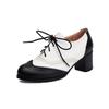 Fashion 2025 New Pump Women Pumps Round Toe Height Heels Platform Brogue Student Carved Retro Lace-Up Classic Spring Silver Black Brown