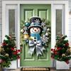 Snowman Wreath Green Lining For Christmas Doors Xmas Outdoor Decoration Door Cover For Front Door Home Christmas Party Supplies