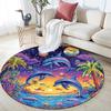 Dolphins Sunset Round Area Rug,Carpet Rug for Living Room Bedroom Sofa Playroom Decor,Non-slip Floor Mat