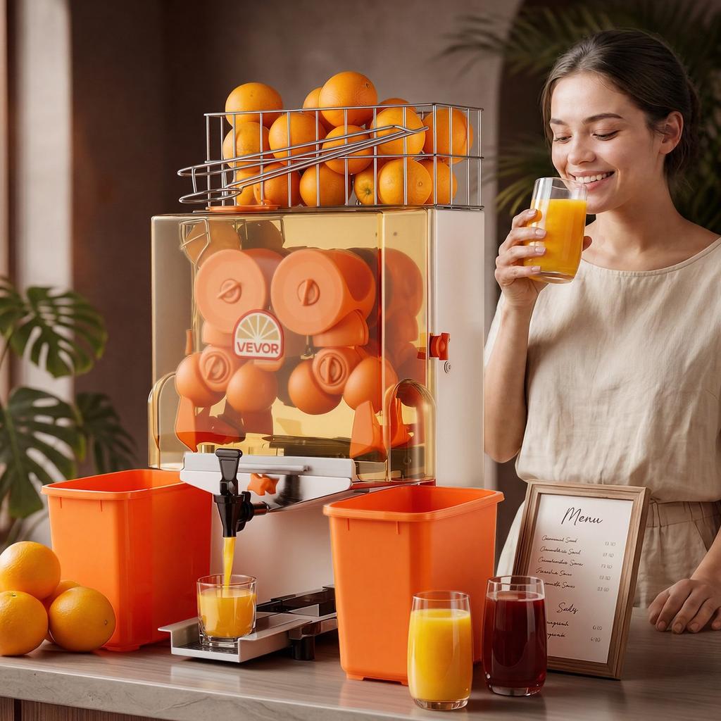 Commercial Orange Juicer Machine, 120W Electric Orange Juice Press, Stainless Steel Orange Squeezer for 20 per Minute, Lemon Citrus Pomegranates