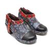 7.5cm Sheepskin Leather PU Ethnic Summer Chunky Heel Women Handmade Print Ladies Fashion Moccasins Metal Decoration Shoes