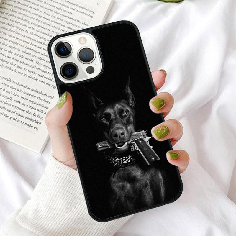 Cartoon Doberman Dog Phone Case Cover for iPhone 17 Air 16 16e 12 11 13 14 15 Pro Max for Apple Plus Coque