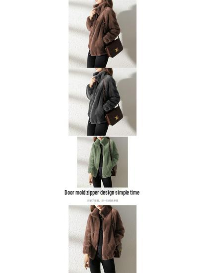 Women's Winter Stand Collar Fleece Coat - Thickened, Double-Sided Zipper Cardigan Sweater
