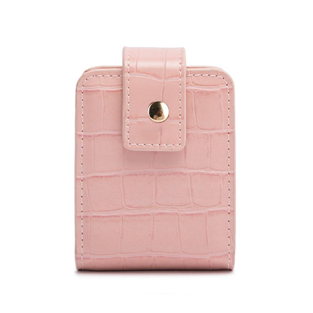 Simple PU Leather Crocodile Pattern Korean Style Lipstick Bag With Mirror Portable Mini Makeup Bag Storage For Women