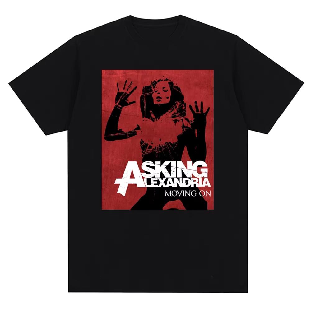 Streetwear Vintage Asking Alexandria Band British Metal Core Mens Summer Cotton Casual Short Sleeve T-Shirt Top Harajuku Hip Hop