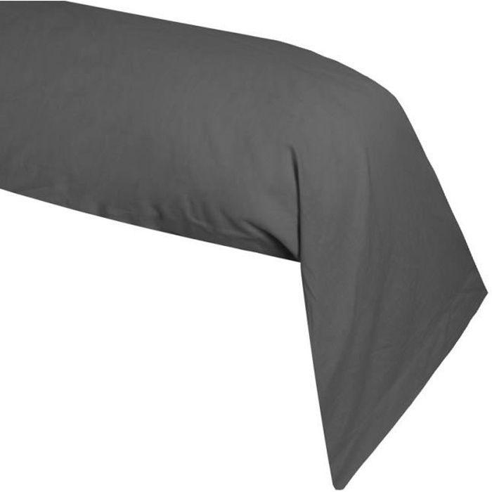 Taie de traversin - CONFORT - Gris anthracite - 100% coton - 45x185 cm - Housse certifiée OEKO-TEX