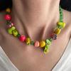 Y2K Vintage Fruit Beaded Necklace Handmade Blueberry Lemon Decor Lightweight Summer Jewelry for Women