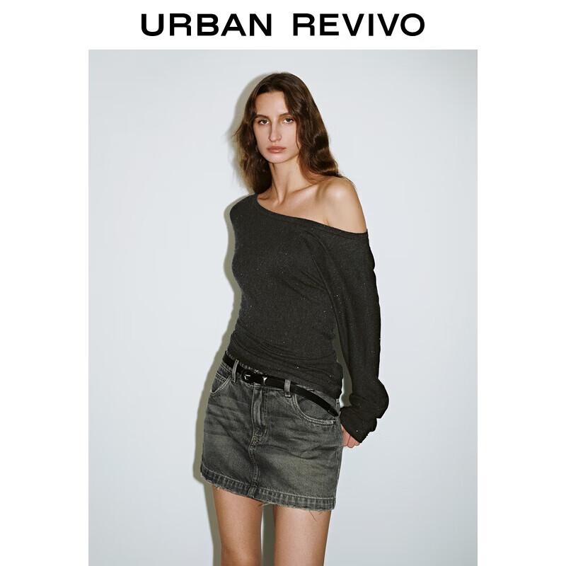 

UR Женский Модный Короткий Трикотажный Топ с Блестками и Открытыми Плечами XXS