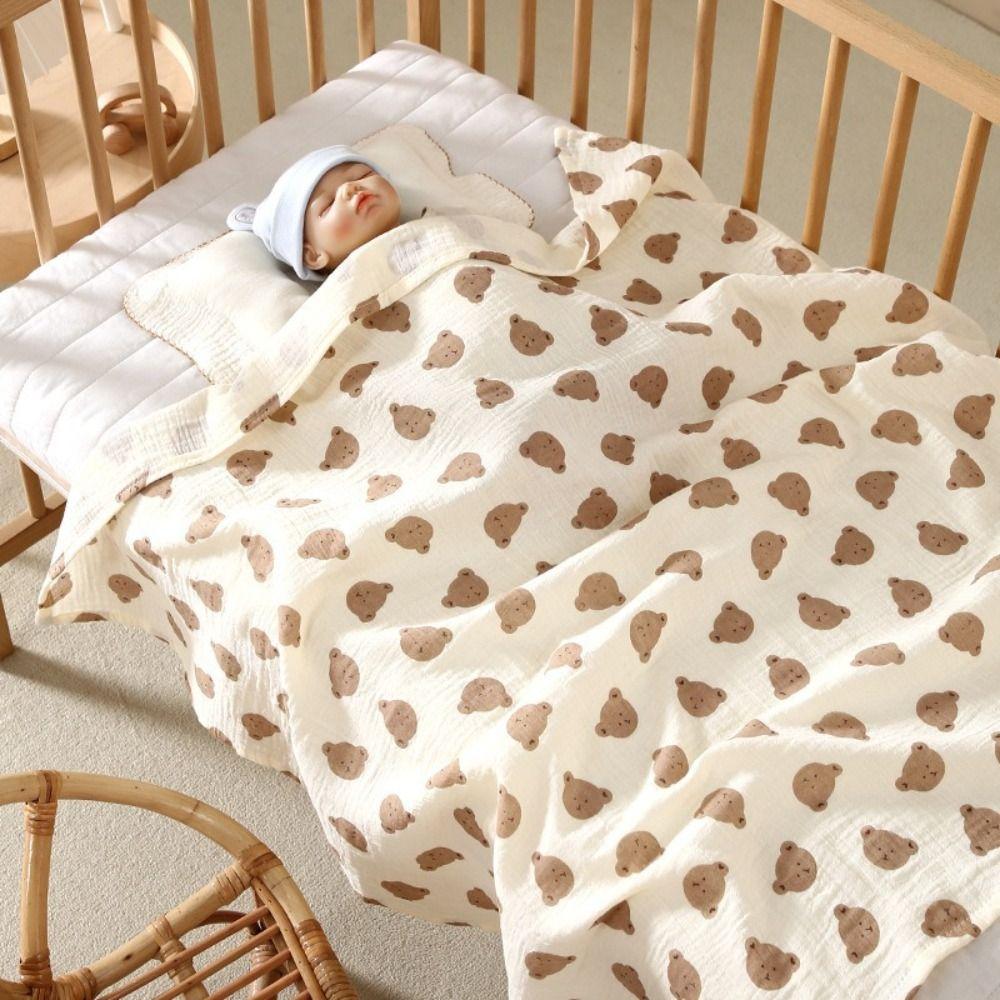 Soft Cotton Newborn Wrap Blanket Double-Layered Baby Quilt Cute Baby Swaddle Blanket For Newborn
