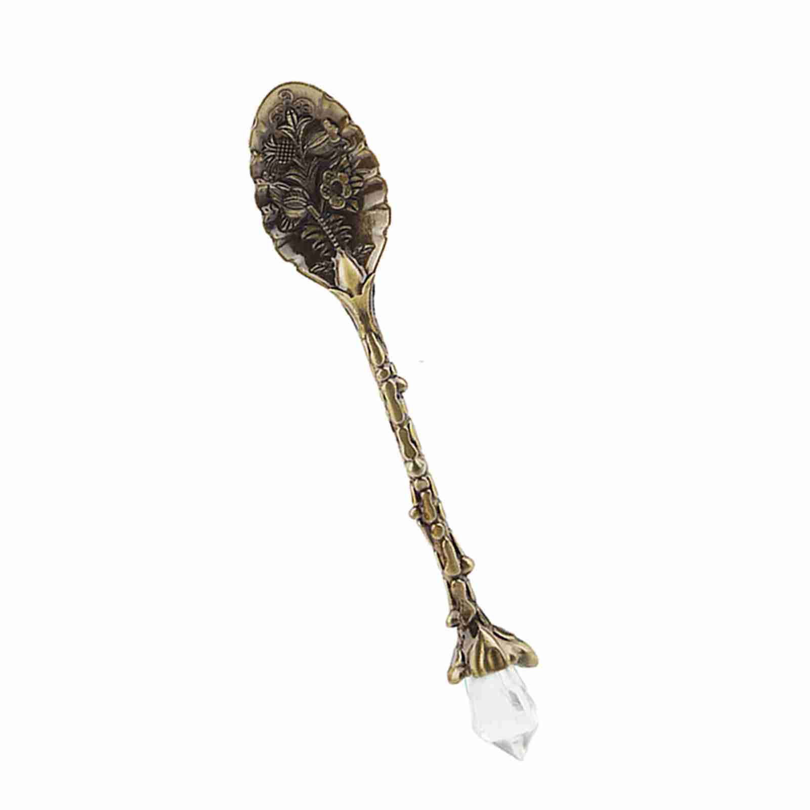 

Crystal Head Vintage Pattern Shaped Coffee Spoon Dessert Spoon Dessert Scoop (Green Bronze)