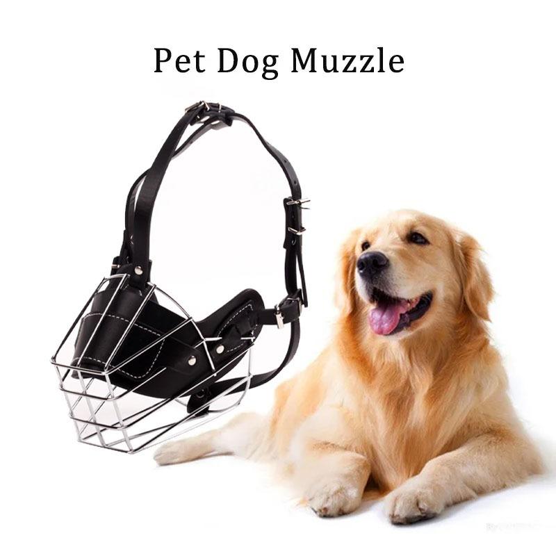 Adjustable Dog Muzzle Anti-biting Breathable Pet Mouth Mask Leather Metal Protection Cover Dog Muzzle Accessories Pet Supplies
