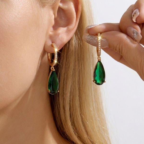Exquisite Crystal Waterdrop Cubic Zirconia Earrings for Women Silver Color Inlaid Zircon Dangle Earrings Party Versatile Jewelry
