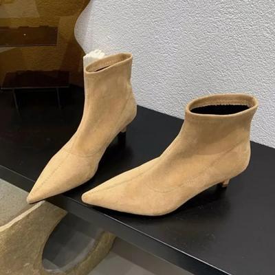 Pointed Toe Ankle Boots Women High Heels Suede Shoes Winter 2025 Trend Sexy Elegant Office Shoes Fashion Party Pumps Botas Mujer