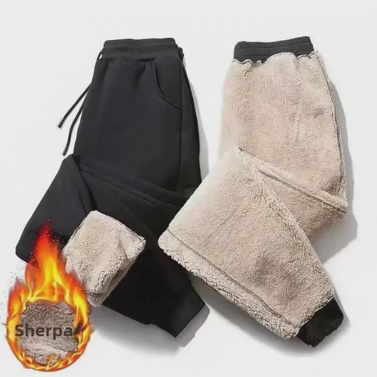 Men's Lamb Fleece Sweatpants: Autumn/Winter, Loose Fit, Trendy Thickened Velvet, Casual Long Pants.
