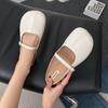 Baotou Half Slippers Women's Summer Wear 2025 Korean Version of Round Head Fashion Niche Soft Leather Flat Bottom Gentle Versatile Grandma Shoes