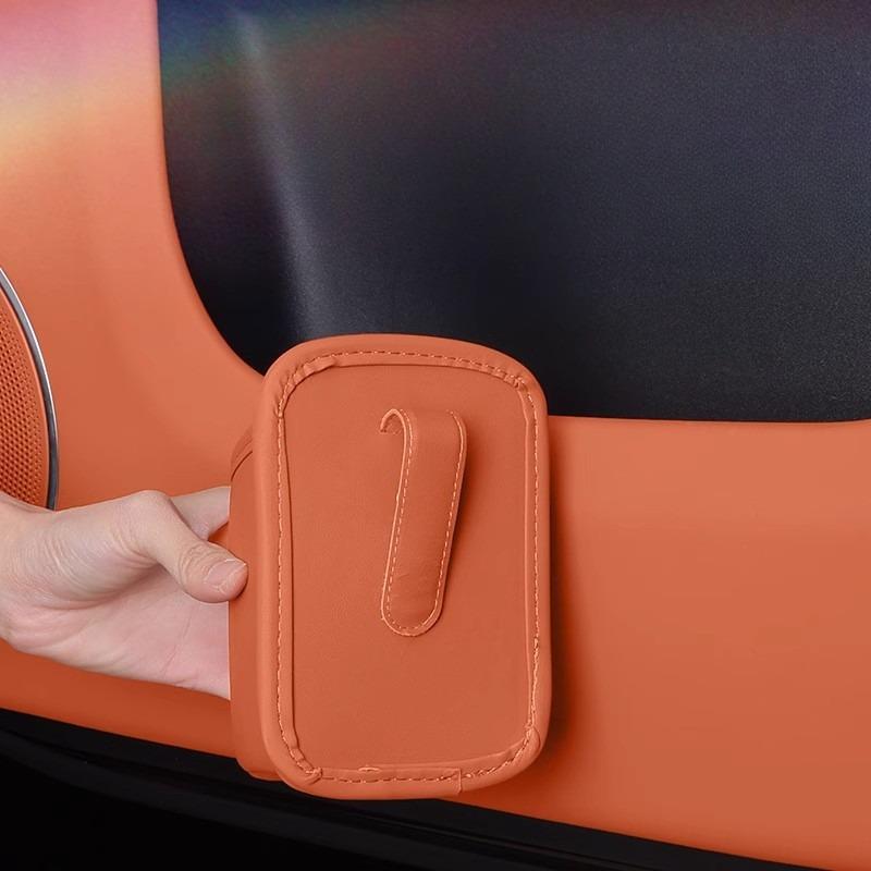 1pc New Car Seat Cup PU Holder Storage Box Side Trash Can Practical Storage Bucket Fixed Bracket
