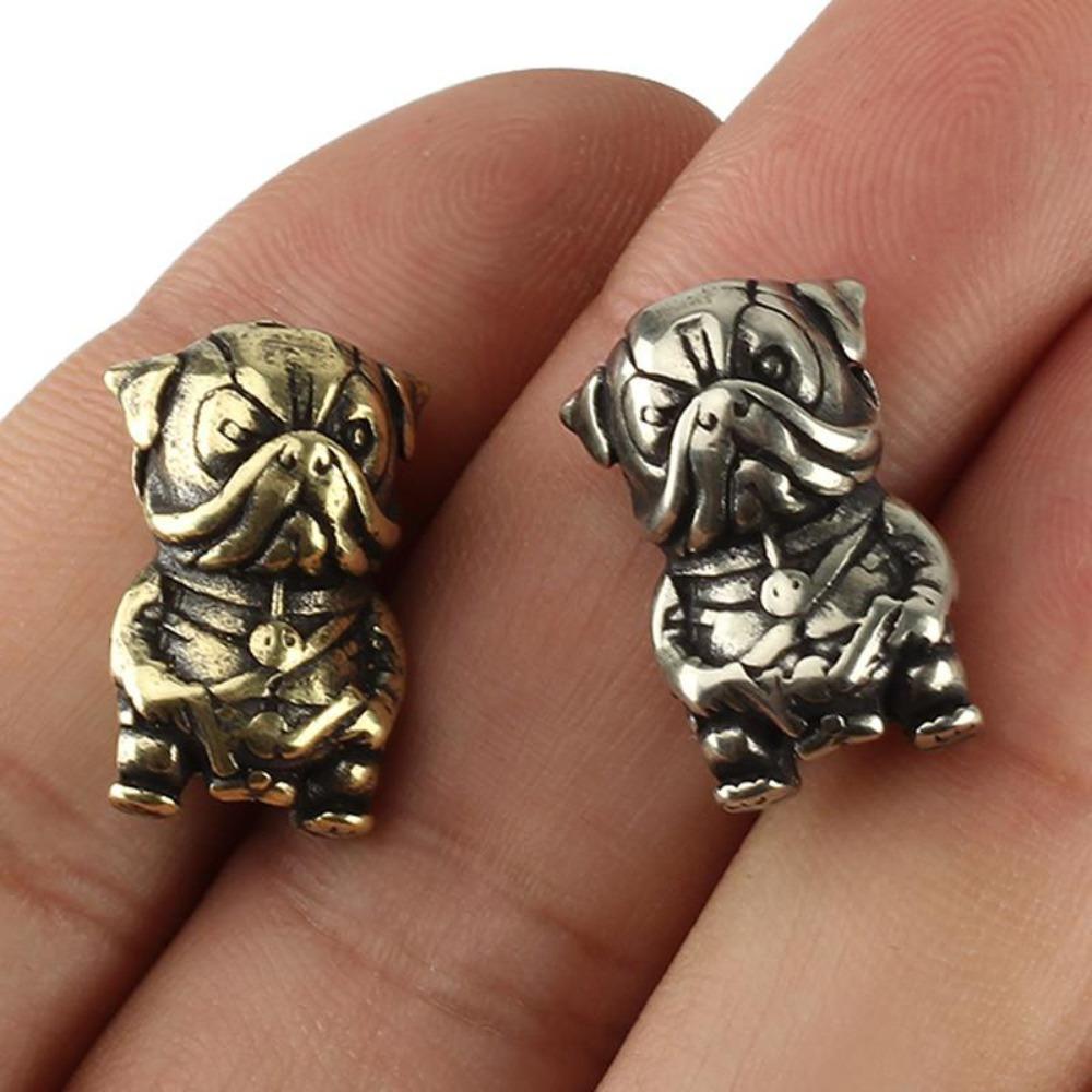 DIY Small Dog Knife Beads Pendant Vintage Brass Copper Paracord Bead