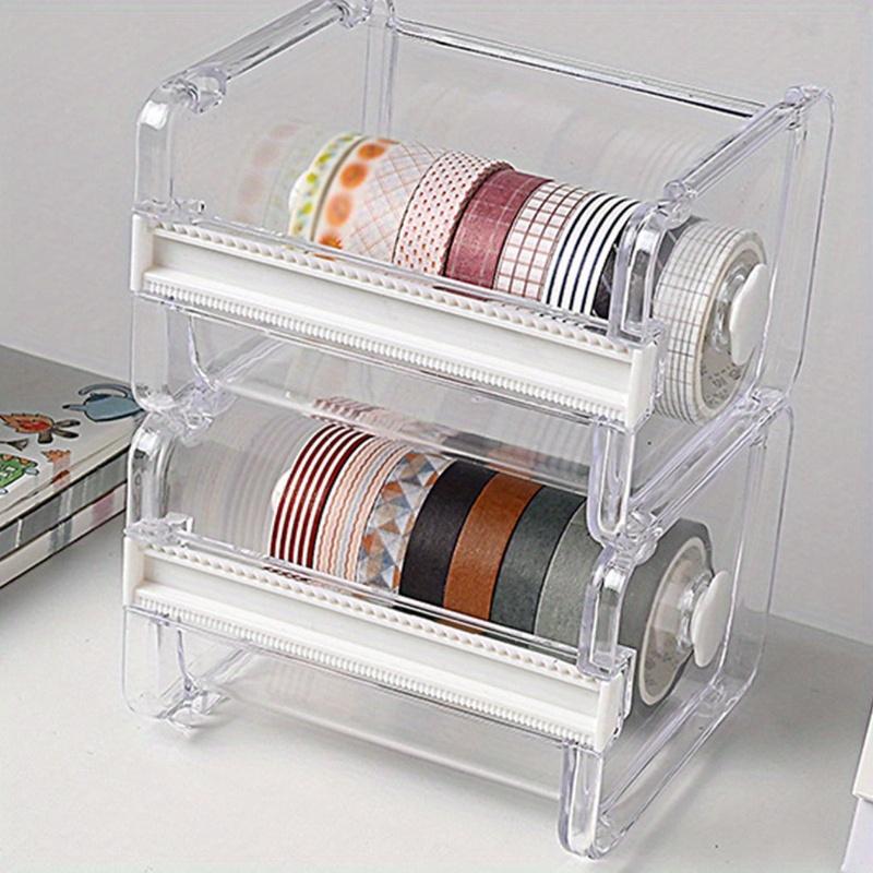 1pc Simple Transparent Tape Cutter, Washi Tape Organizer Storage Holder, Office Tape Dispenser Organizer. School & Teacher Supplies Back To School