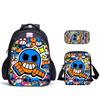 Full Shop Colorful Emoji Printing Three-Piece Set, Children'S Primary School Schoolbag Satchel Stationery Pencil Bag Set