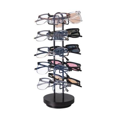 360 Grad Drehbarer Sonnenbrillen-Organizer 5 Schichten Metall Brillen Aufbewahrungsregal Platzsparend Hochbelastbar Brillen Displayständer Halter