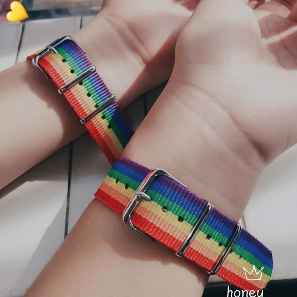 Nepál Rainbow Lesbičky Gayové Bisexuálové Transgender Náramky pro ženy Dívky Pride Pletené Pletené Muži Šperky pro pár Přátelství