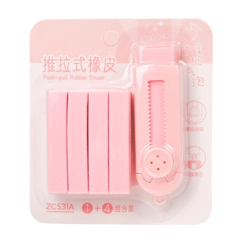 Sliding Retractable Pencil Erasers with Refills Retractable Erasers Easy Erasing Pencil Eraser for Kid Writing Drawing