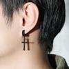 Vnox Simple Cross Dangle Earrings for Men Women Minimalist Stainless Steel Drop Small Hoop Metal Ear Jewelry Anti Allergy
